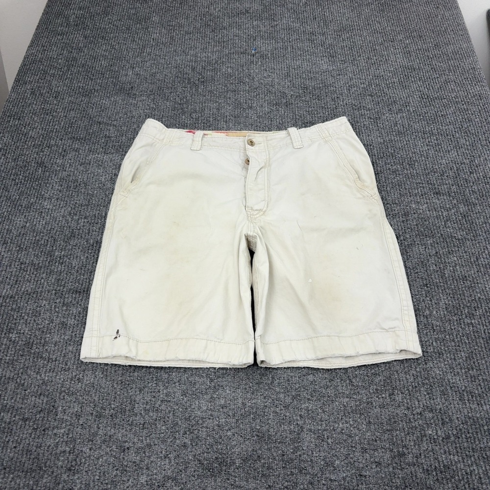 Hollister Shorts Mens 36 Beige Cotton Flat Front Cargo Pocket Casual Surf Style